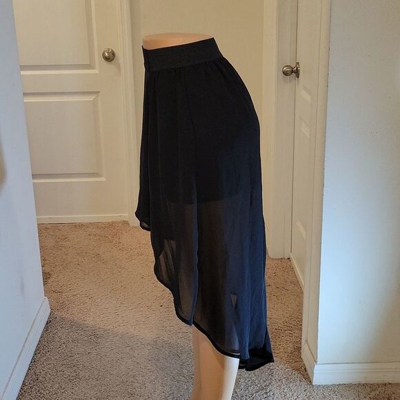 NO BOUNDARIES DOUBLE LAYER IRREGULAR HIGH LOW ELASTIC WAISTBAND CHIFFON SKIRT - Picture 11 of 16